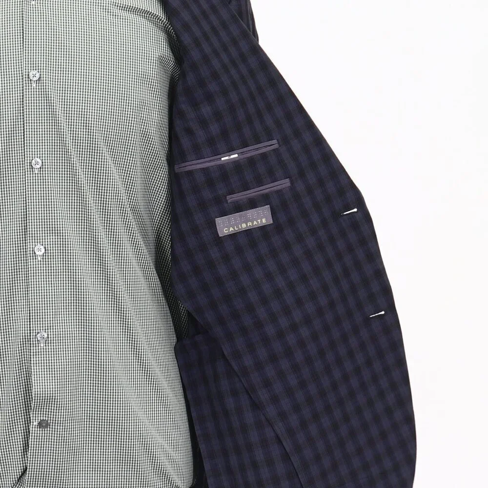 Calibrate 44R Blue Check 2-Button Sport Coat Blazer Jacket T136